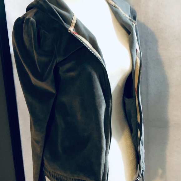 Burberry Brit | Velour Gray Hoodie (Size Medium) - Picture 4 of 11